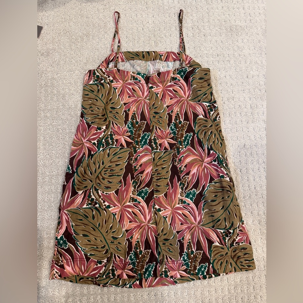 NWT! Madewell Goldie Linen Tropical Slip Dress - Picture 6 of 8